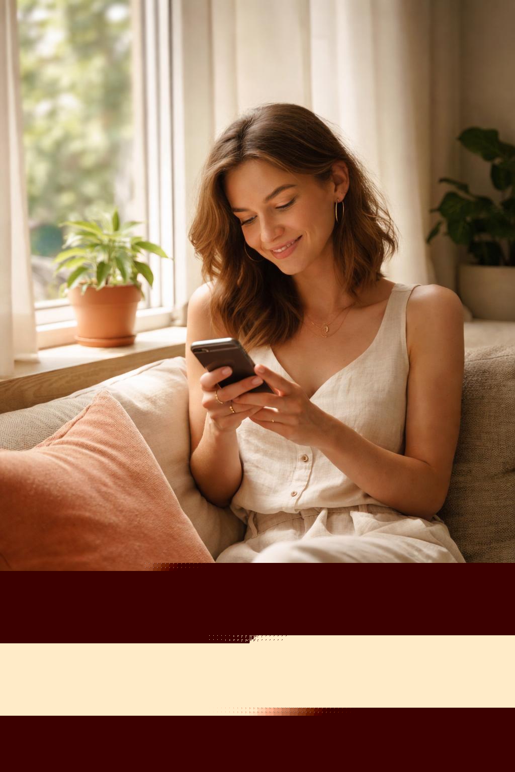 A woman chatting with Drezily's AI assistant on her phone