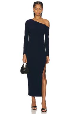 Long Sleeve Drop Shoulder Side Slit Gown