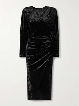 Hadley wrap-effect velvet midi dress