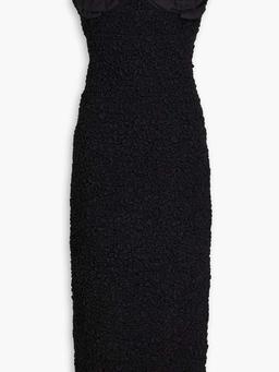 Mona strapless poplin-trimmed popcorn cotton midi dress