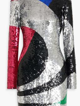 Embellished crepe mini dress