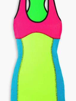 Color-block stretch-knit mini dress