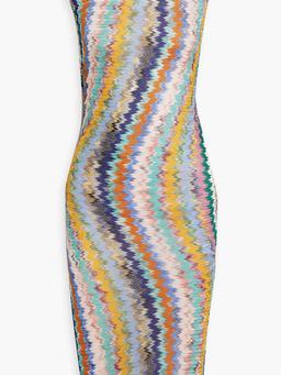 Ruched crochet-knit dress