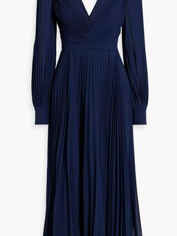 Plissé-chiffon midi dress